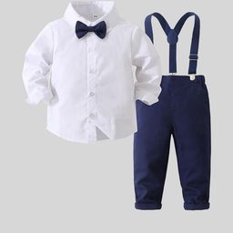 LULU & SKY Boys Pure Cotton Shirt With Suspender Trousers-image-31