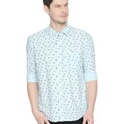 Basics Light Blue Slim Fit Cotton Shirt-image-9