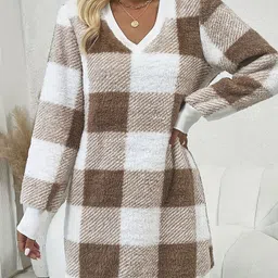 StyleCast x Revolte Print Checked T-shirt Mini Dress-image-28