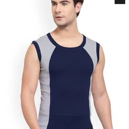 Sporto by Macho Men Pack Of 2 Combed Cotton Colourblocked Gym Vests-picture-4