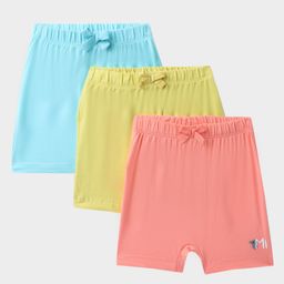 Mi Arcus  Cotton Solid Color Shorts Pack of 3 Green Yellow & Peach-image-77