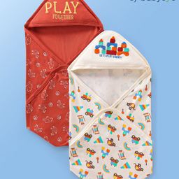 Babyoye Eco Conscious 100% Cotton with Eco-Jiva Finish Hooded Wrapper Elephant Print - Brown & Maroon-image-25