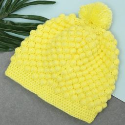 Funkrafts Self Designed Handmade Acrylic Woollen Bobble Cap - Yellow-image-35