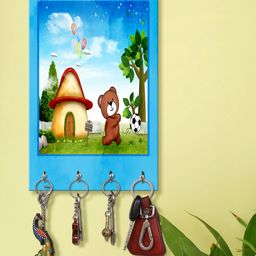 999Store Stylish Wood Wall Mount Decorative Key Holder - Bear To Play Football-image-75