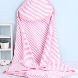 Babyhug Yarn Dyed Terry Striped Hooded Bath Towel L 76 x B 76 cm- Blue-image-32