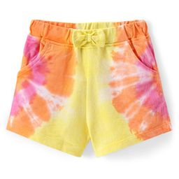 Babyhug Cotton Looper Knit Mid Thigh Bow Applique Tie & Dye Shorts - Multicolour-picture-13