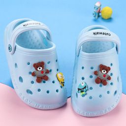 Cute Walk by Babyhug  Back Strap Closure Clogs With Bear & Fish Applique- Blue-image-55