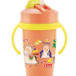 Adore Snoozy Stainless Steel Straw Sipper with Retractable Head and Twin Handle- 360ml Orange-image-87