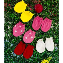 COCOON ORGANICS Cotton Pack Of 5 Anti Microbial Solid Mittens - Multi Colour-image-92