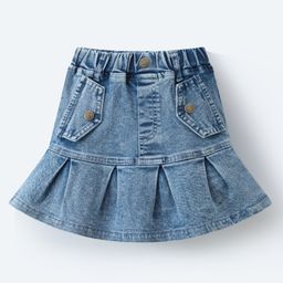 Mark & Mia Washed Denim Skirt - Light Blue-image-11