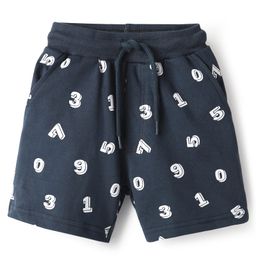 Taeko Single Jersey Knit Knee Length Shorts With Number Print - Navy Blue-image-9