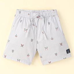 Dapper Dudes Striped & Typography Printed Shorts - Grey-image-1