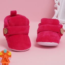 Neska Moda Solid Anti Slip Button Closure Booties - Pink-5