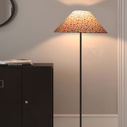 Devansh White & Pink Printed Coolie Shade Frustum Shaped Floor Lamp-12
