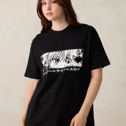 Outzidr Printed Round Neck Cotton Oversized T-shirt-image-85