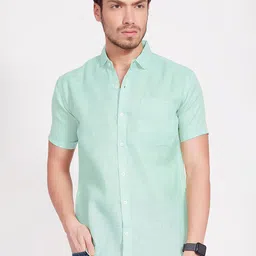 DIVISIVE Men Comfort Slim Fit Solid Spread Collar Linen Casual Shirt-picture-42