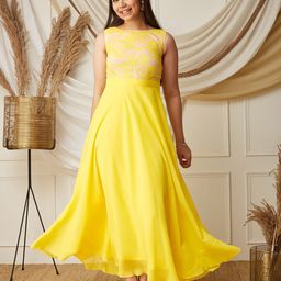 BAESD Women Georgette Boat Neck Gown Maxi Dress-image-37