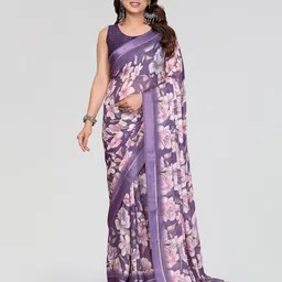 KALINI Floral Poly Georgette Saree-23