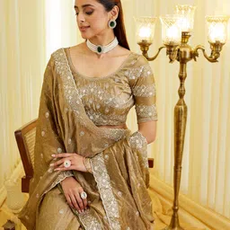 kasee Embroidered Sequinned Semi-Stitched Lehenga & Blouse With Dupatta-picture-34