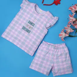 RAINE AND JAINE Girls Checked Night suit-image-39