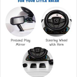 Babyhug F1 Little Racer Foldable Activity Walker with Adjustable Height|Music & Lights|Steering Wheel with Comfy Seat & Push Handle- White image 5
