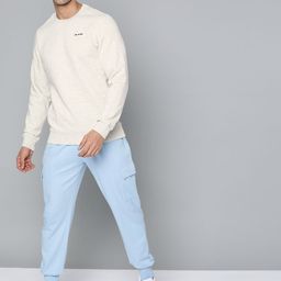 Alcis Men Off White Cotton Sweatshirt with Melange Effect-image-22