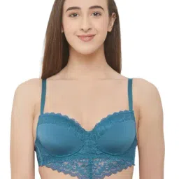 Soie Blue Under Wired Padded Balconette Bra-10