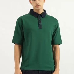 United Colors Of Benetton Green Oversized Polo T-Shirt-image-18