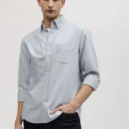 GANT Solid Button Down Regular Fit Shirt-image-90