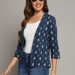 DECKEDUP Indigo Cotton Printed Shrug-33