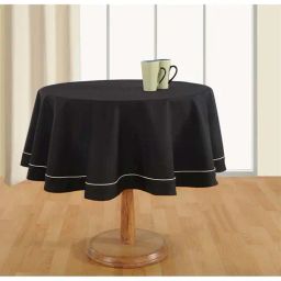 Swayam Black Cotton 200 TC 6 Seater Round Table Cover  - Set of 1-image-87