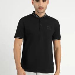 Reebok Black Regular Fit Solid Polo T-Shirt-image-99
