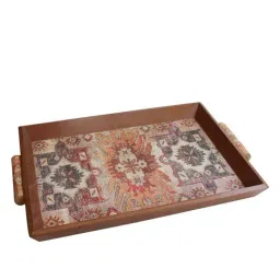 Karo Bokara Brown Wooden Serving Tray - Set of 1-17