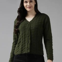 Cayman Olive Green Embroidered Cardigan-image-63