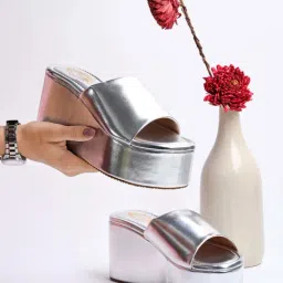 Shoetopia Kids Silver Casual Slides-image-75