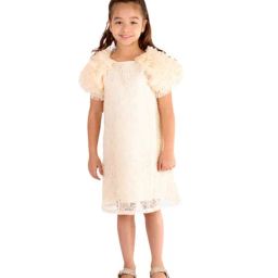 KidsDew Kids Beige Embroidered Dress-image-21