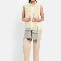 Fabindia Olive Green Cotton Printed Stole-picture-19