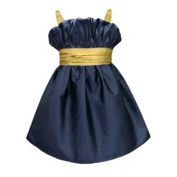 A.T.U.N. Navy & Gold Solid Dress-image-22