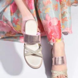 Clog London Women's Gold Cross Strap Wedges-image-28