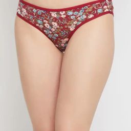 Clovia Maroon Floral Print Bikini Panty-image-62