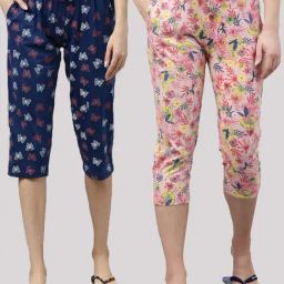 Kryptic Navy & Pink Printed Capris - Pack of 2-image-96