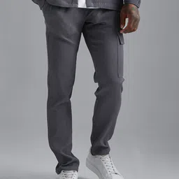 boohooMAN Self Striped Regular Trousers-image-25