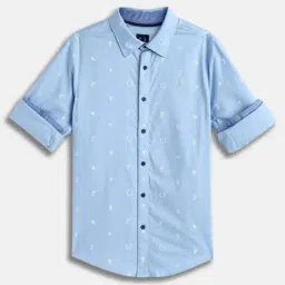 Allen Solly Boys Blue Cotton Printed Shirt-picture-0