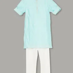 Melange by Lifestyle Boys Aqua Printed Kurta Sets-picture-1