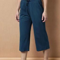Kryptic Blue Cotton Flare Fit Printed Capri-image-14
