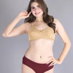 Lux Venus Red & Tan Full Coverage Non-Wired Bra With Adjustable Strap - Pack of 2 image 4