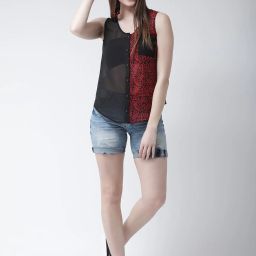 KASSUALLY Black & Red Color-Block Shirt image 4