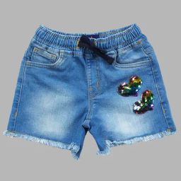 Kiddopanti Girls Blue Embellished Shorts-picture-49