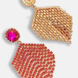 Sohi Gold Plated Party Designer Stone Drop Earrings image 4