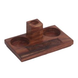 Unravel India Multicolor Sheesham Wooden 3Pc Salt & Pepper Shaker & Tray Set (0.025 L) image 4